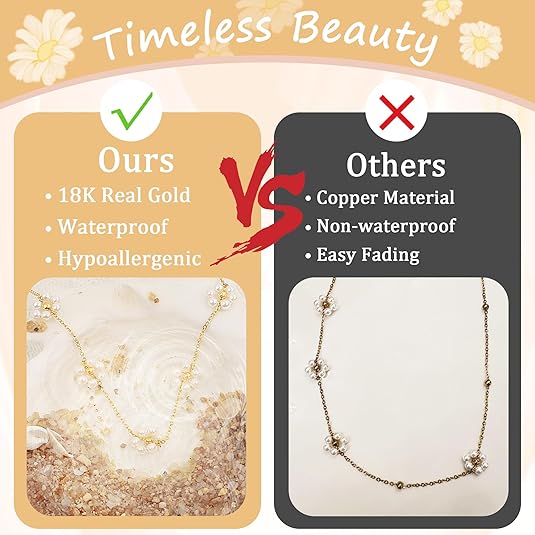 SmileBelle Pearl Necklaces for Women, Daisy Pearl Choker as Valentines Day Gifts for Teens, Silver Daisy Pearls Jewelry Trendy Stuff Birthday Gifts 3 Pearls White Necklace as Wedding Jewelry