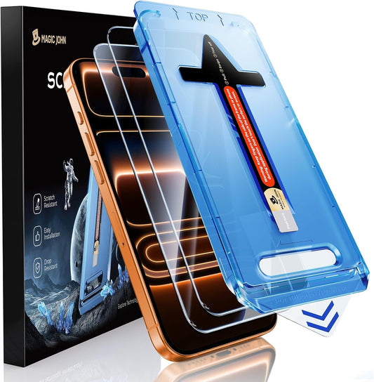 MAGIC JOHN 2 Pack for iPhone 17 Pro Max 6.9 inch Tempered Glass Screen Protector, Auto Dust-Elimination, Bubble Free, HD Clear, Easy Installation