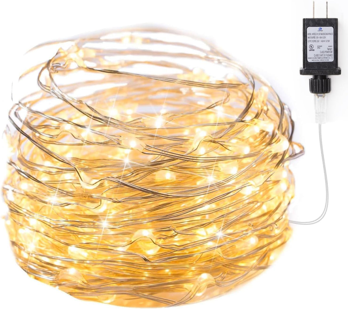 Minetom Fairy Lights Plug in, 33Ft 100 LEDs Waterproof Silver Wire Firefly Lights, Adaptor Included, Starry String Lights for Wedding Indoor Outdoor Christmas Patio Garden Decoration, Warm White