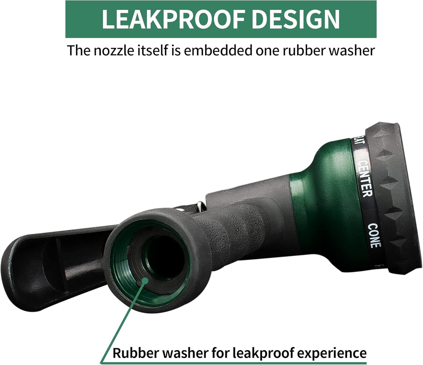 ABS Garden Hose Nozzle with 7 Spray Patterns, Slip-Resistant for All Uses