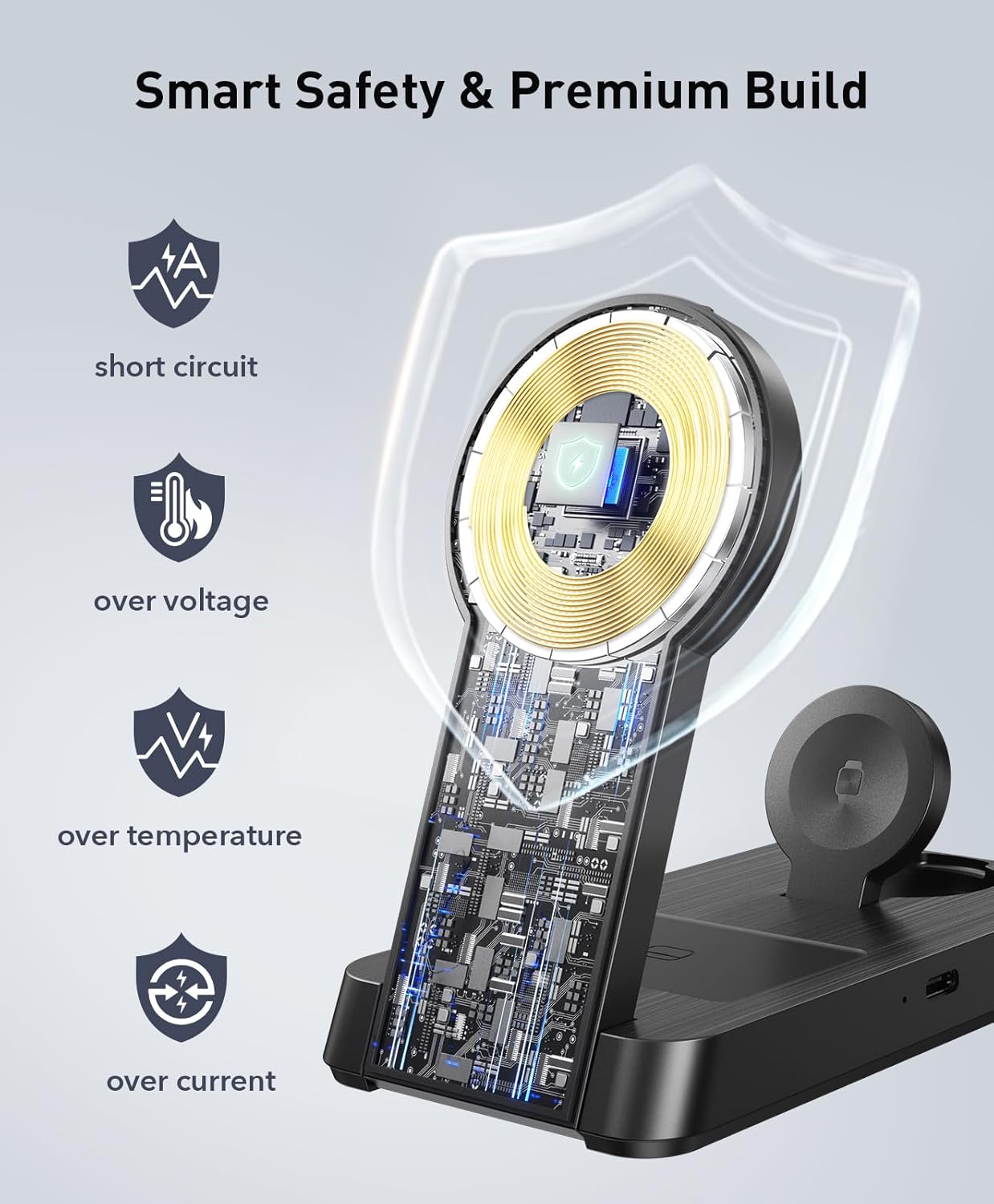 3 in 1 Magnetic Wireless for iPhone Charging Station: Foldable Portable Charger for iPhone 17-12 Pro Max & Apple Watch & AirPods, for Apple Multiple Devices Charger for Home,Office&Travel