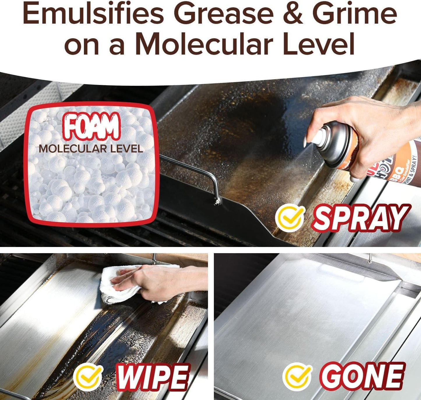 Horsepower Bull Shot BBQ Grill Cleaner, Super-Concentrated, Foaming Action Cleans in Just 10 Min, AS SEEN ON TV, Made in the USA, Emulsifies Grease and Char on Charcoal, Gas, Flat Top Grills & More