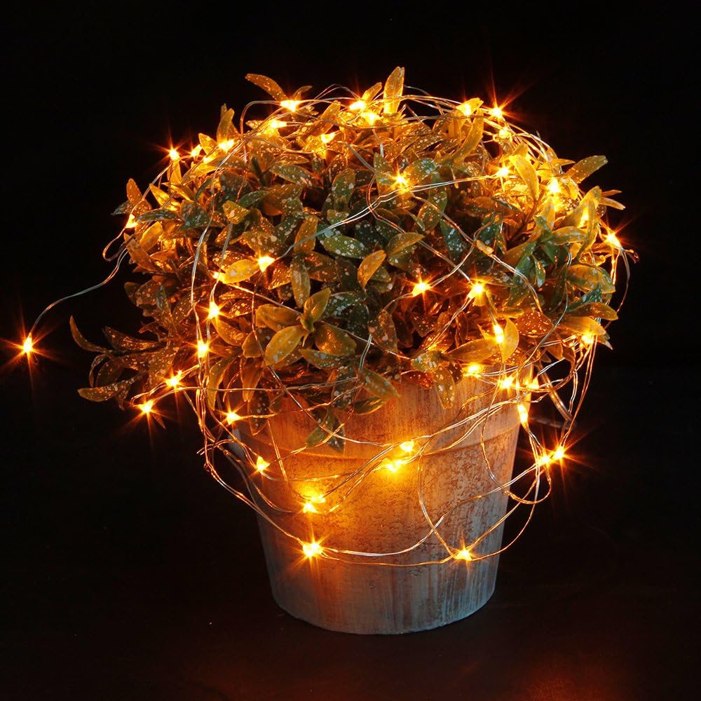 CYLAPEX 6 Pack Orange Fairy Lights String Battery Operated Fairy Lights Firefly Lights LED Starry String Lights 3.3ft 20 LEDs Silvery Copper Wire for Hallowen Christmas Decor Costume Wedding Party