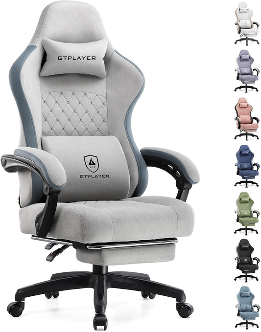 GTPLAYER Gaming Chair, Computer Office Chair with Pocket Spring Cushion, Linkage Armrests and Footrest, High Back Ergonomic Computer Chair with Lumbar Support Task Chair with Footrest