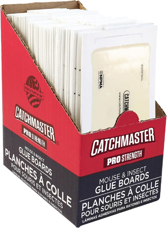 Catchmaster Pro Strength Mouse and Insect Glue Boards, 75-Pack Mouse Traps Indoor for Home, Sticky Pest Control Adhesive for Catching Bugs, Small Mice & Rodents, Non Toxic Bulk Glue Traps