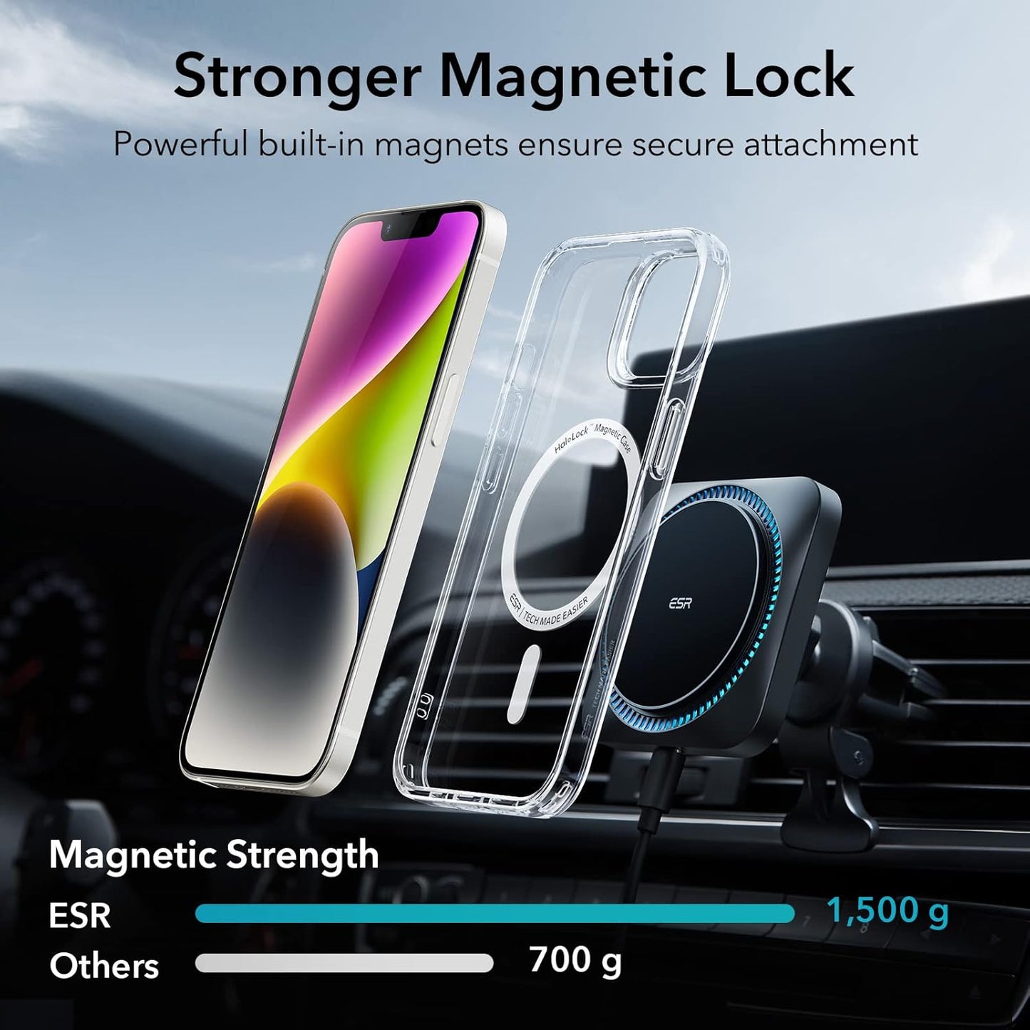 ESR for iPhone 14/iPhone 13 Case, Compatible with MagSafe, Classic Hybrid Magnetic Mobile Phone Case iPhone 14/13 Case, Military Standard, Drop Protection, Clear