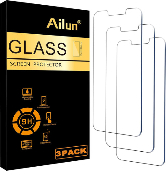 Ailun Screen Protector for iPhone 16e / iPhone 14 / iPhone 13 / iPhone 13 Pro [6.1 Inch] Display 3 Pack Tempered Glass, Case Friendly [Not for iPhone 16 6.1 Inch]