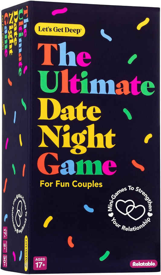 The Ultimate Date Night Game by Relatable, Great for Couples Games and Stay at Home Date Night Ideas, From The Makers of Let's Get Deep Relationship Card Game, Includes 200 Cards & Spinner