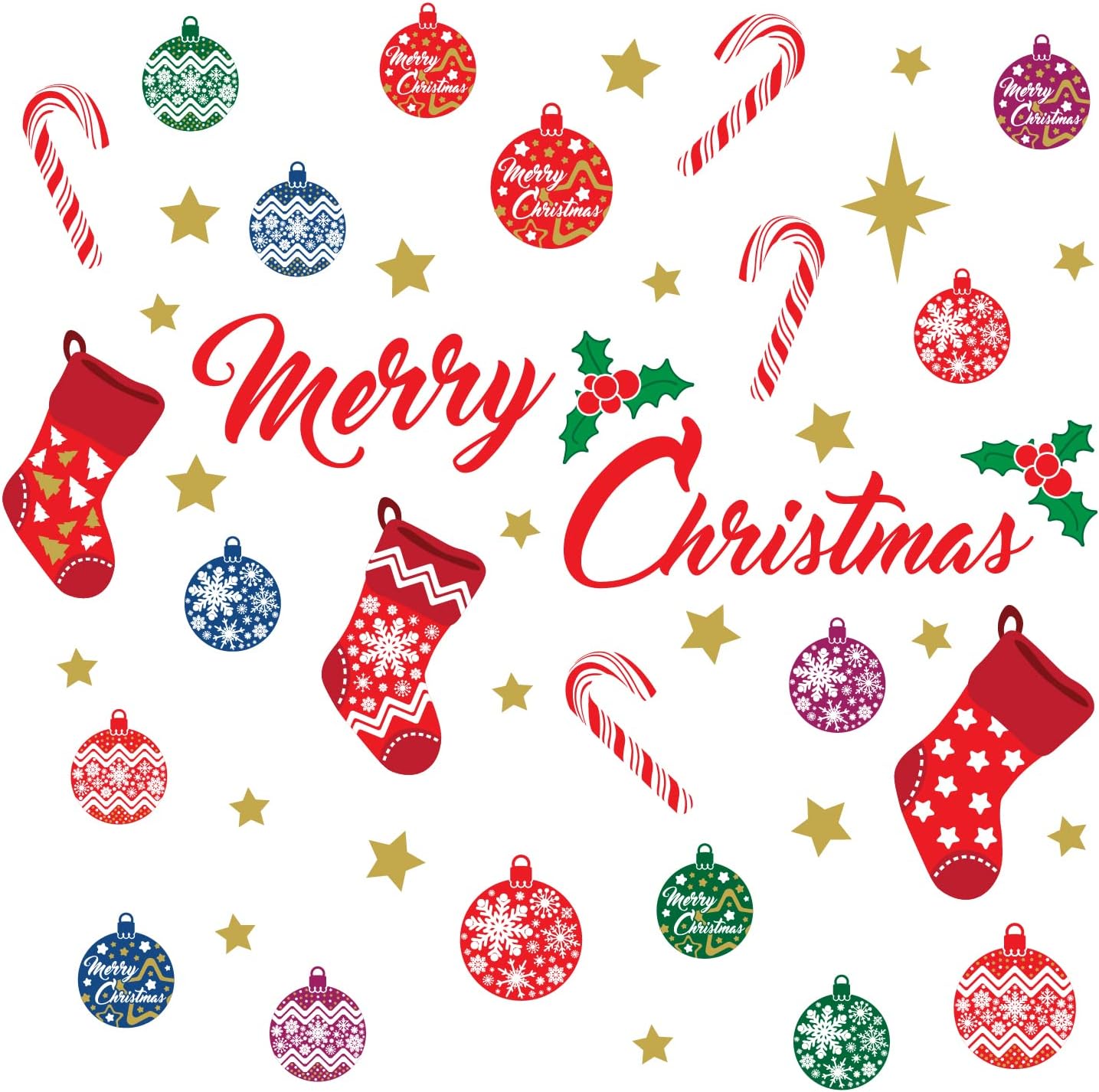 Christmas Decorations Clearance for Home, Indoor, Wall Stickers " Merry Christmas Decor" Wall Murals Decals Living Room Children Nursery Restaurant Cafe Hotel Home Decor (Merry Christmas Decor)