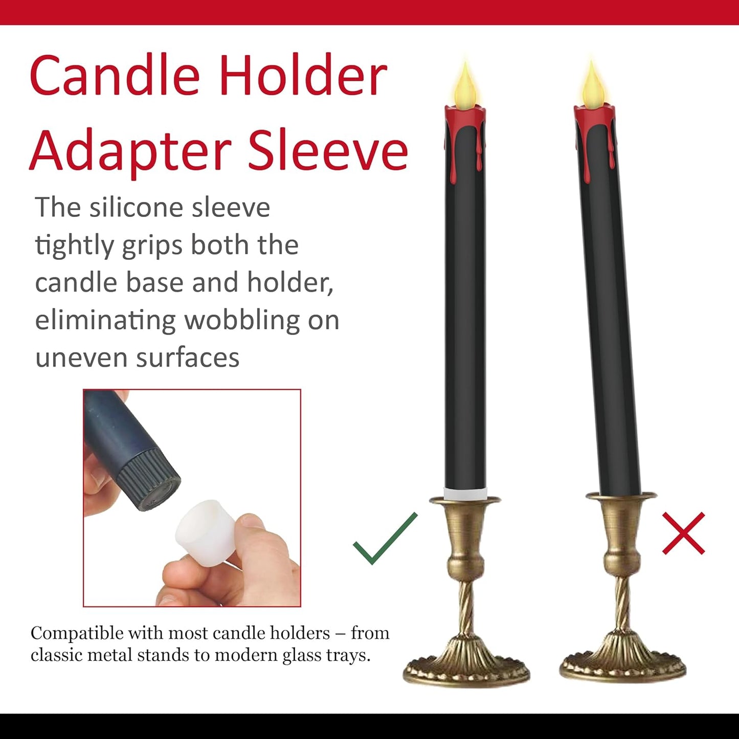 Halloween LED Flameless Taper Candles Black Red Drip with Remote Timer, 6 Pcs Candlesticks with 3D Flickering Flame for Home Fall Indoor Decorations(0.85 x 10.6 Inches)