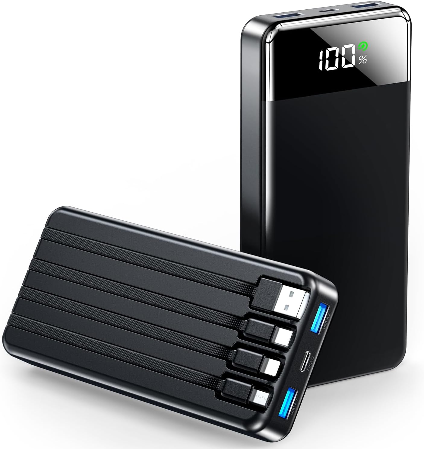 Portable Charger 35000mAh Power Bank - Powerbank with 4 Built in Cables, 22.5W Fast Charging Travel Camping Essential Battery Pack Compatible with iPhone 17 16 15 14 13 Samsung Google, 1 Pack