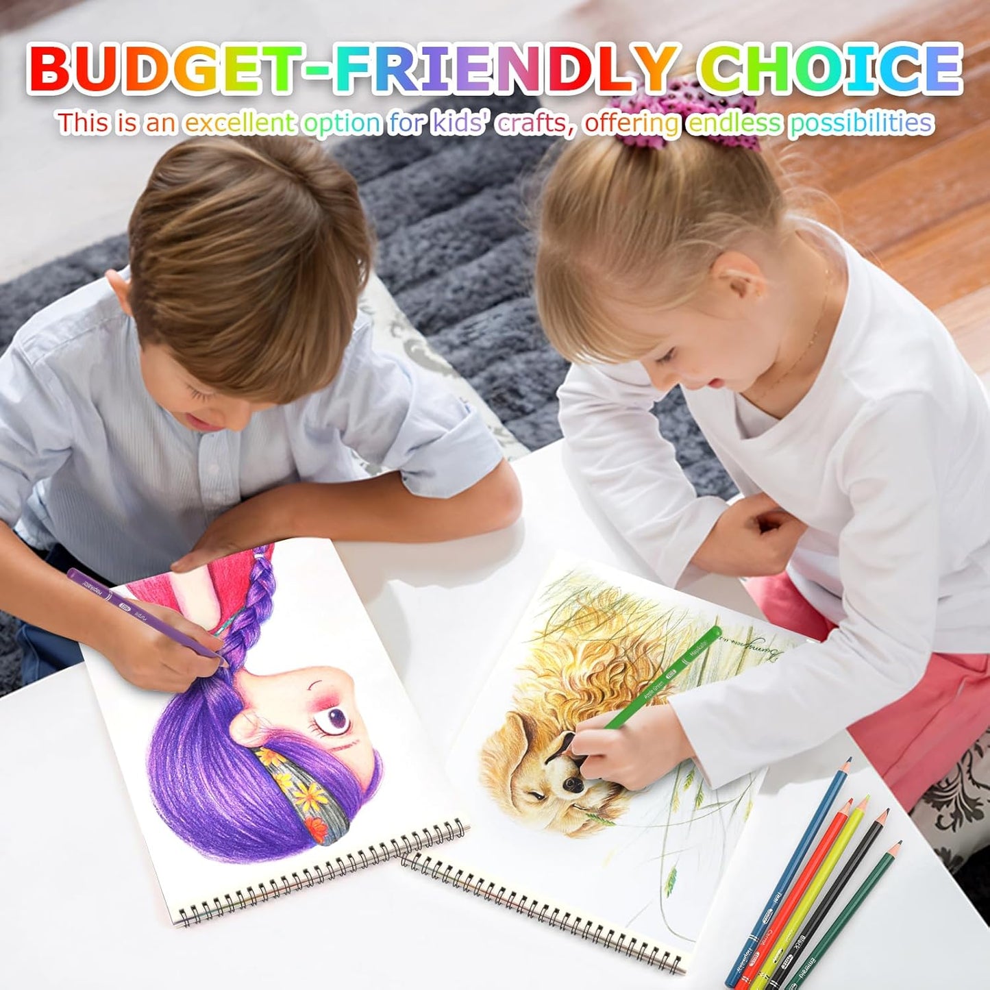 9" x 12" Sketch Book, 2-Pack 50 Sheets Spiral Bound Art Sketchbook, Acid Free Artist Drawing Book Paper, Art Supplies for Adults Kids, Craft Activities, Sketch Paper for Drawing Coloring Sketching