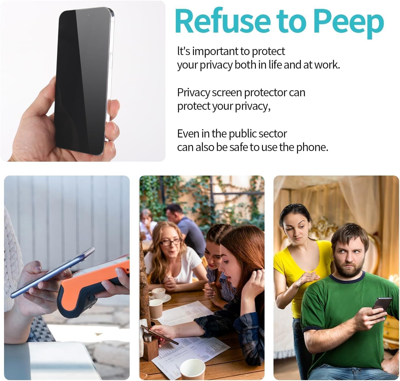 PEHAEL 3+3Pack for iPhone 17 Pro Max Privacy Screen Protector with Camera Lens Protector Full Coverage Anti-Spy Tempered Glass Film 9H Hardness Easy Installation Bubble Free [6.9 inch]