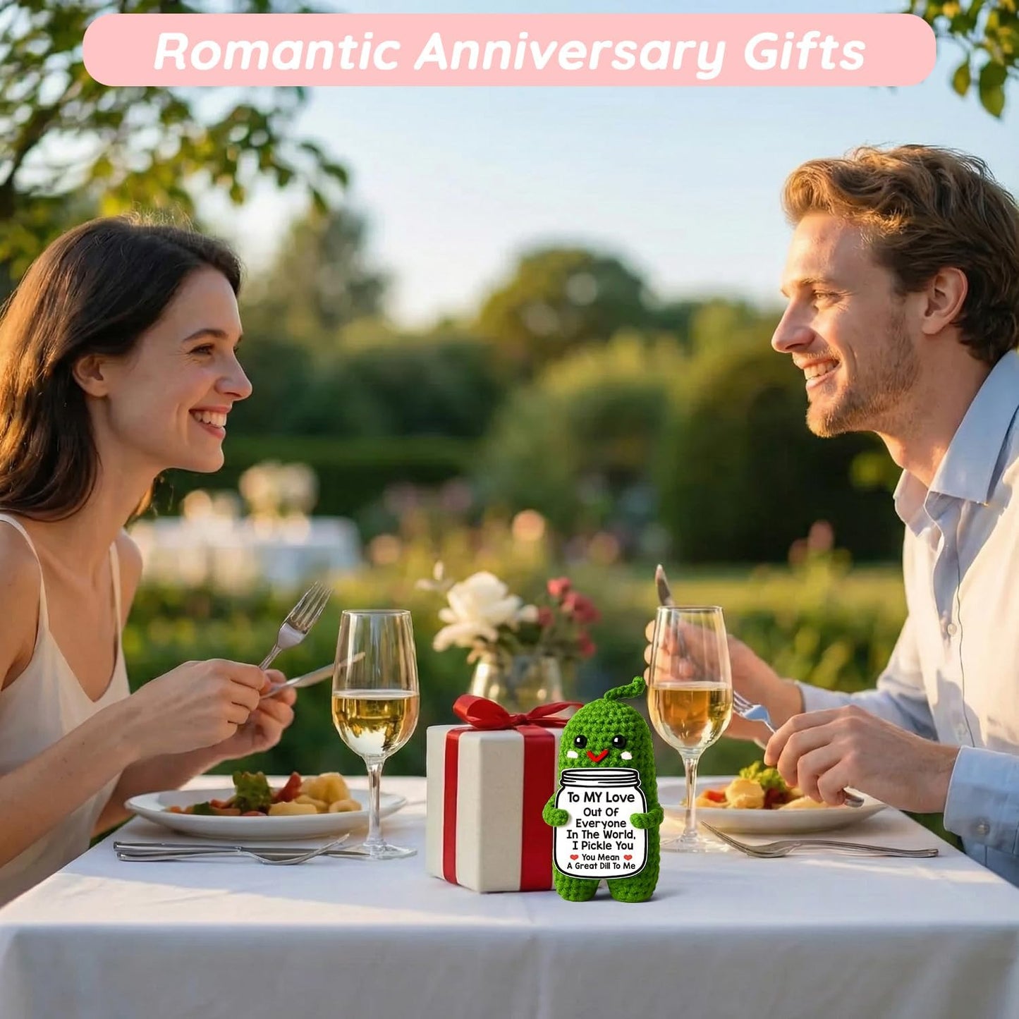 Valentines Day Gifts for Him Her Boyfriend Girlfriend, Handmade Crochet Pickle Valentines Gifts for Wife Husband, I Love You Birthday Gift To My Love Wedding Anniversary Romantic Gift for Couples