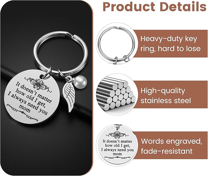 iJuqi Mother's Day Gifts from Daughter Son for Mom Birthday Valentine's Day Christmas Gifts Mom Keychain Mother Keyring