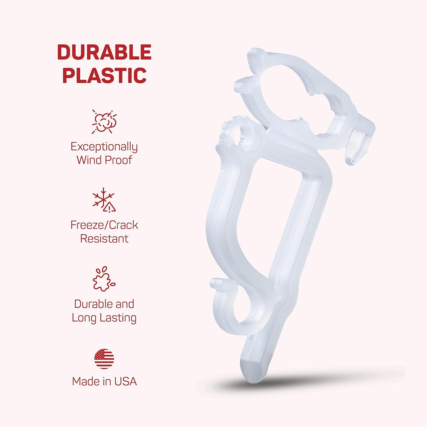 All-Purpose Holiday Light Clips [Set of 200] Christmas Clips, Outdoor Light Clips - Mount to Shingles & gutters - Works with Mini, C6, C7, C9, Rope, Icicle Lights - No Tools Required - USA Made