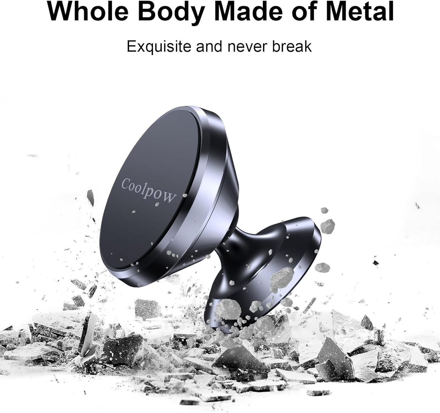 Coolpow 2 Packs Magnetic Phone Holder for car Strong Magnet phone holders for your car phone holder Mount for Car 4 Metal Plate Universal Dash cell phone car mount for iphone Samsung car accessories