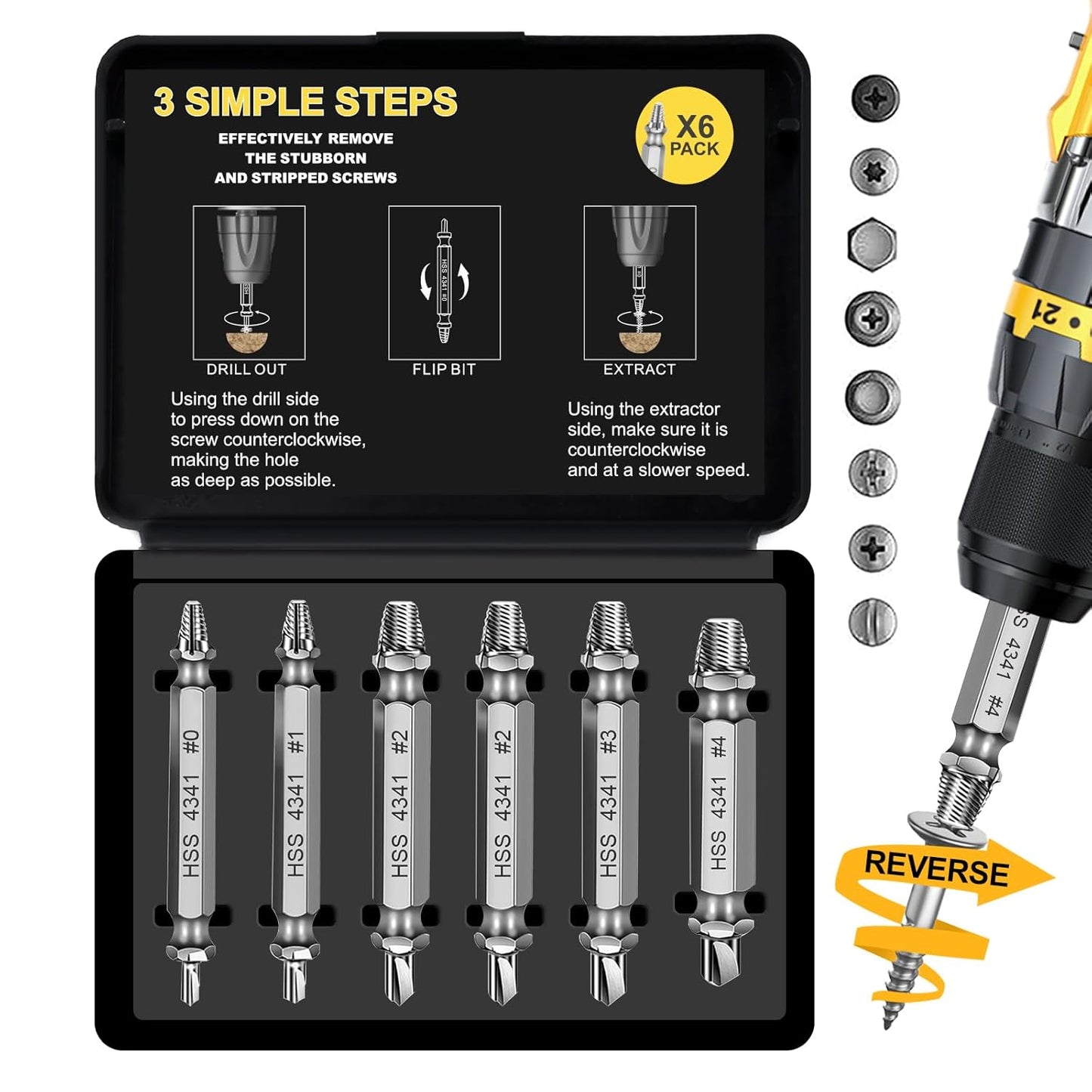 Valentines Day Gifts for Him - Fathers Day Dad Gifts Screw Extractor Set - Tools Gadgets for Men Bolt Extractor Kit - Birthday Stocking Stuffers for Men Husband Boyfriend