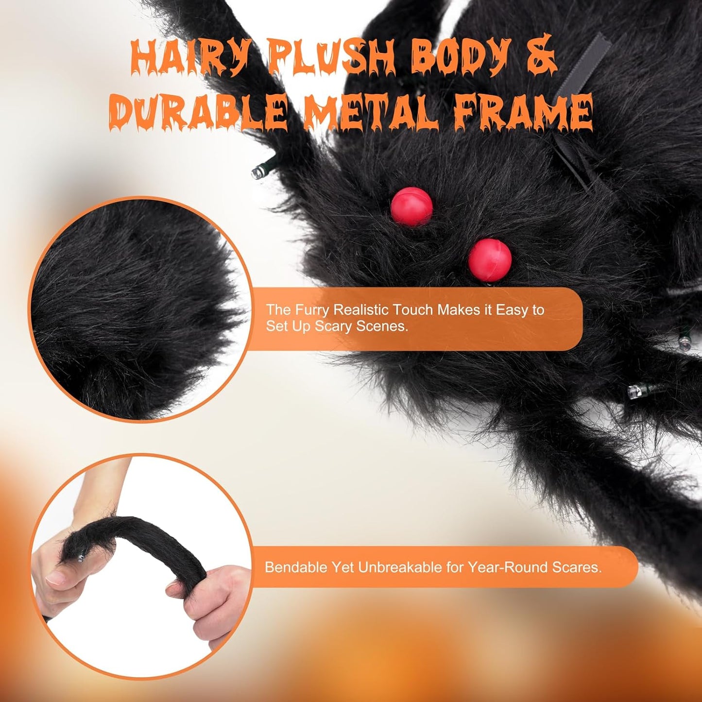 Halloween Decorations Giant Spider - Large Light Up Spider 78IN 44 Purple Lights & 2 Red Eyes, Bendable Metal Legs, 8 Light Modes, Timer - Halloween Decor for Outdoor Yard Party Haunted House