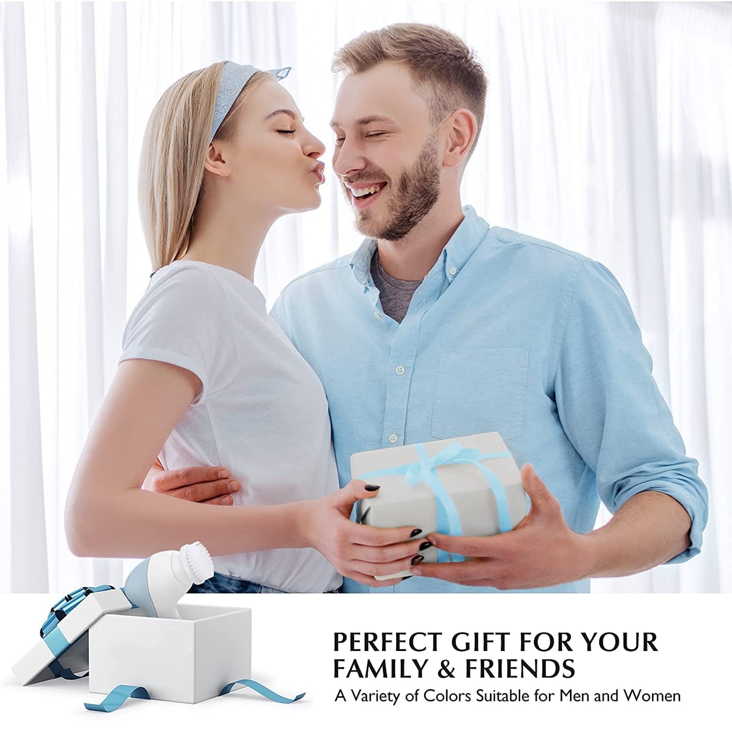 COSLUS Facial Cleansing Brush Silicone Face Scrubber: 2 in1 FBS-D Electric Exfoliating Massage Device Waterproof Deep Cleaning Exfoliation Rotating Spa Machine - Electronic Skin Care Wash Clean System