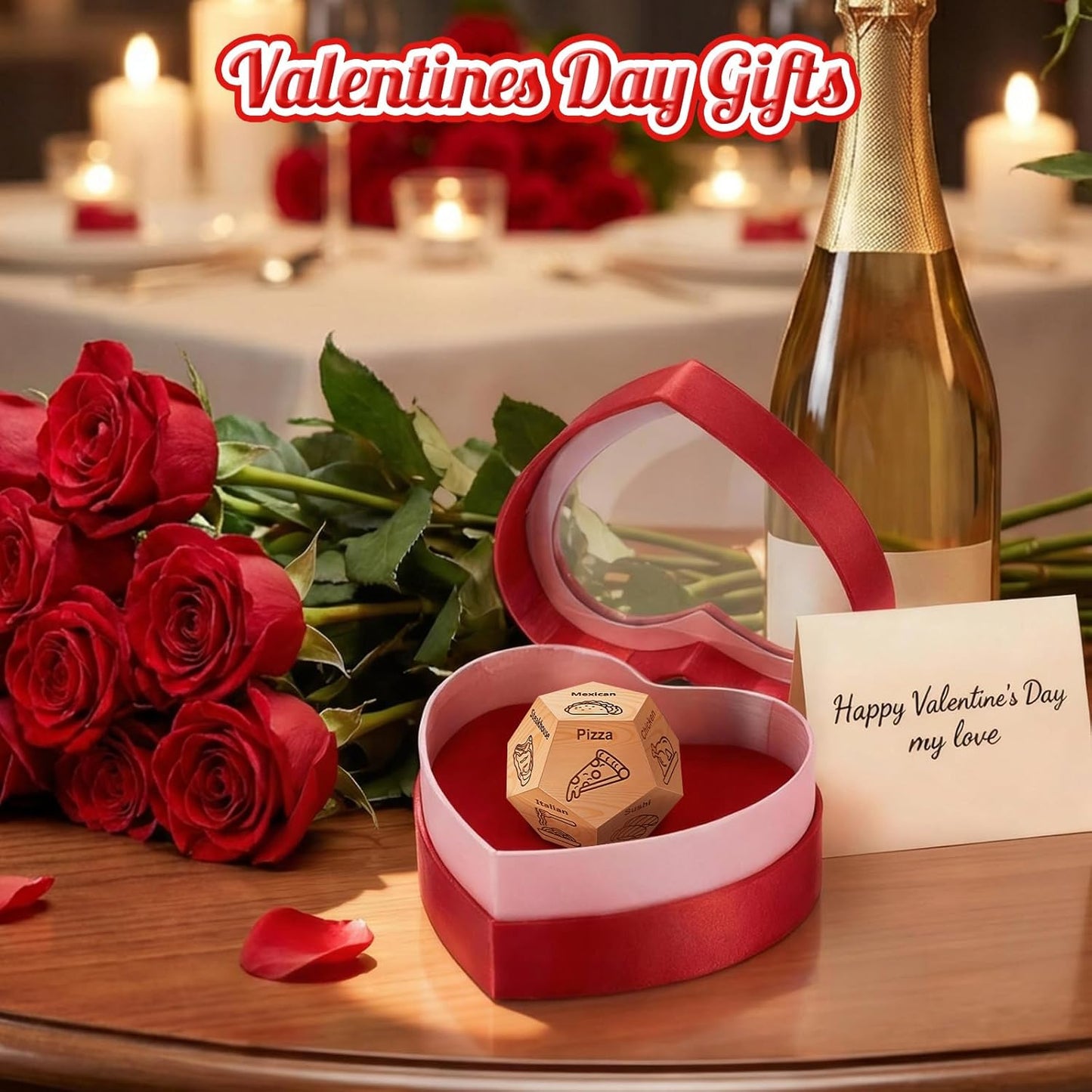 Valentines Day Gifts for Him Her, Winzwon Date Night Food Decision Dice, Anniversary Birthday Wedding Couples Gifts for Men Women Boyfriend Girlfriend, Fathers Day Christmas Stocking Stuffers