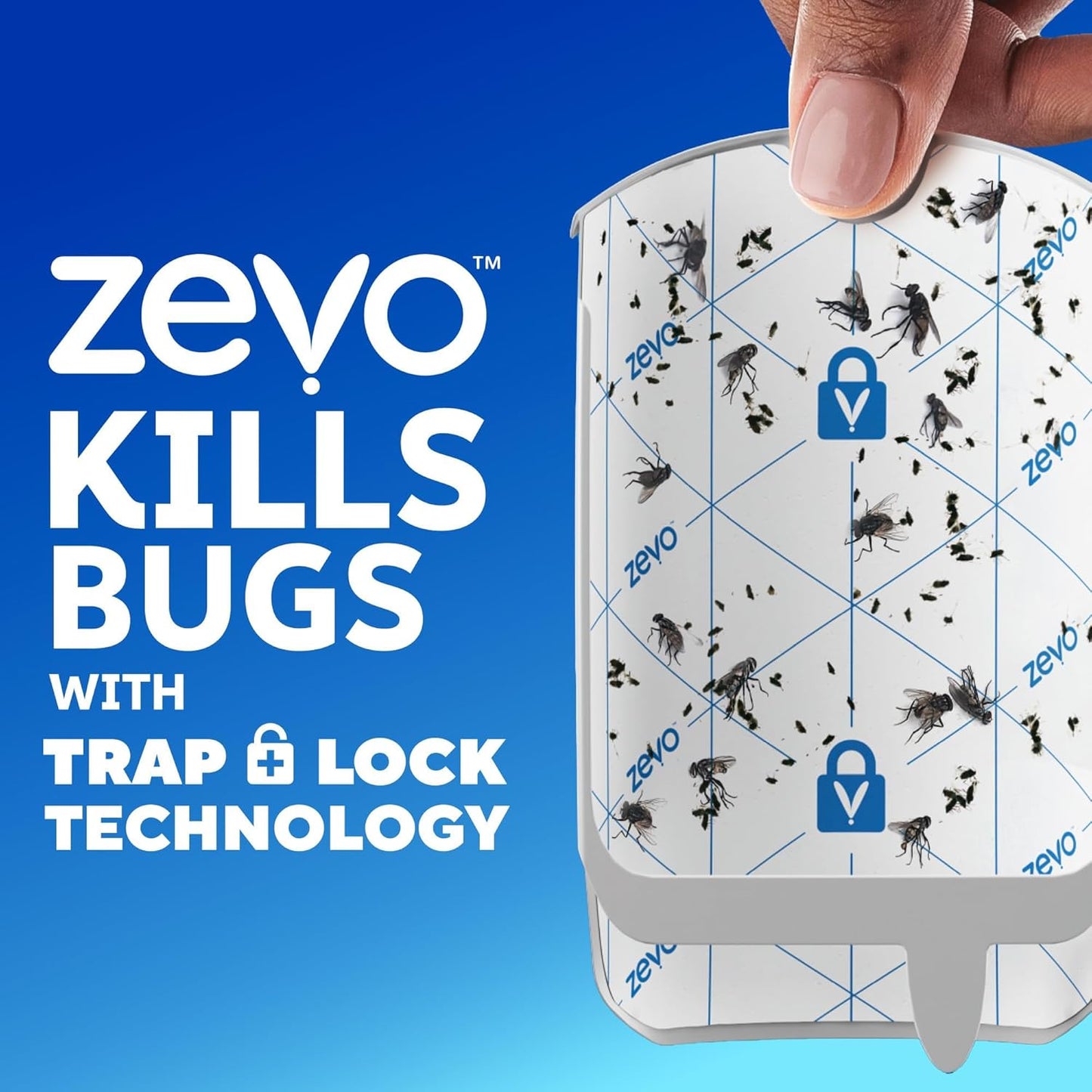 Zevo Flying Insect Trap Refill - for The Zevo MAX & Standard Indoor Fly Trap - Catch Gnats, House & Fruit Flies - Easy to Use - Mess-Free Disposal (4 Refill Cartridges)
