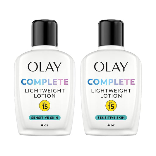 Olay Face Moisturizer, Complete with Sunscreen SPF 15, Daily Facial Lotion for Normal Skin, Lightweight Hydrating Broad Spectrum Sun Protection - Vitamin C, E, and Niacinamide - 6 Oz 2 Pack