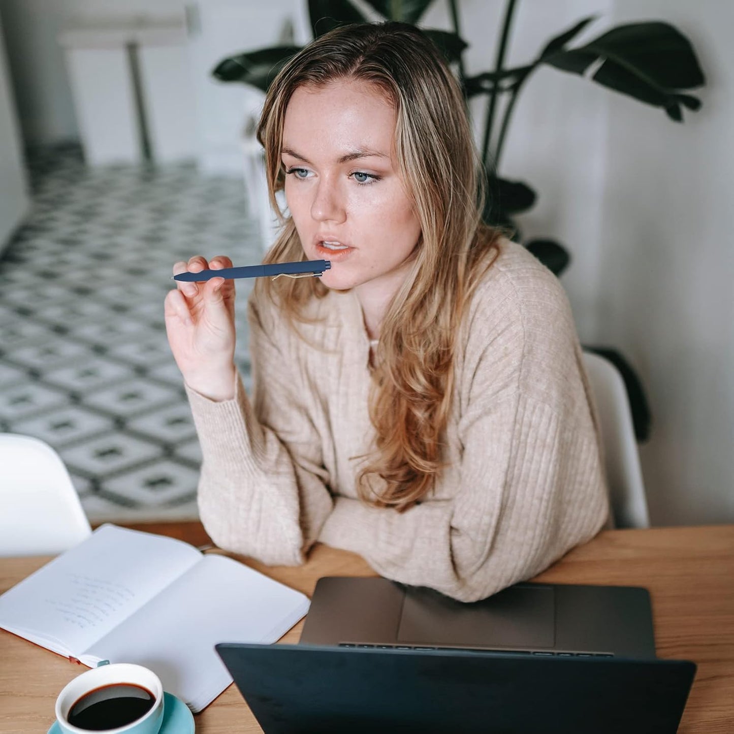 WY WENYUAN Ballpoint Pens, Pens Fine Point Smooth Writing, Nice Teacher Pens For Journaling, Black Ink 1.0 Mm Office Desk Accessories, Aesthetic Gift School Office Supplies For Note Taking