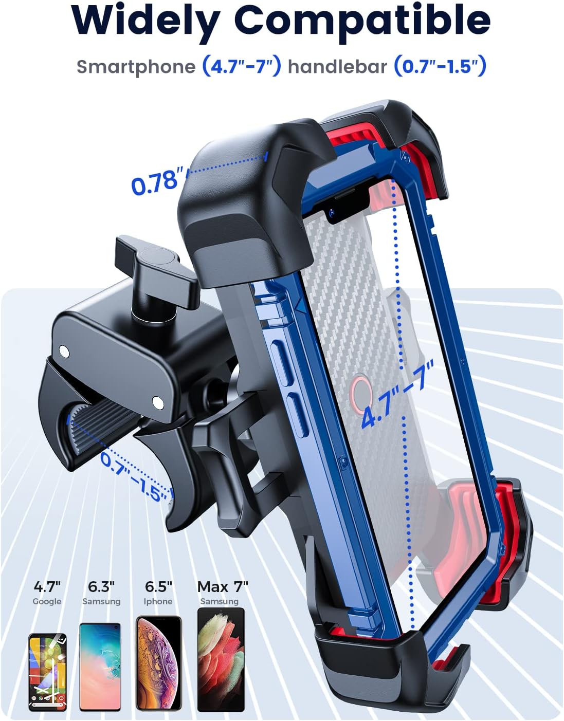 JOYROOM Motorcycle Phone Mount, 1s Auto Lock 100mph Military Anti-Shake Bike Phone Holder for Bicycle, 10s Quick Install Handlebar Phone Mount, Compatible with iPhone, Samsung, All Cell Phone