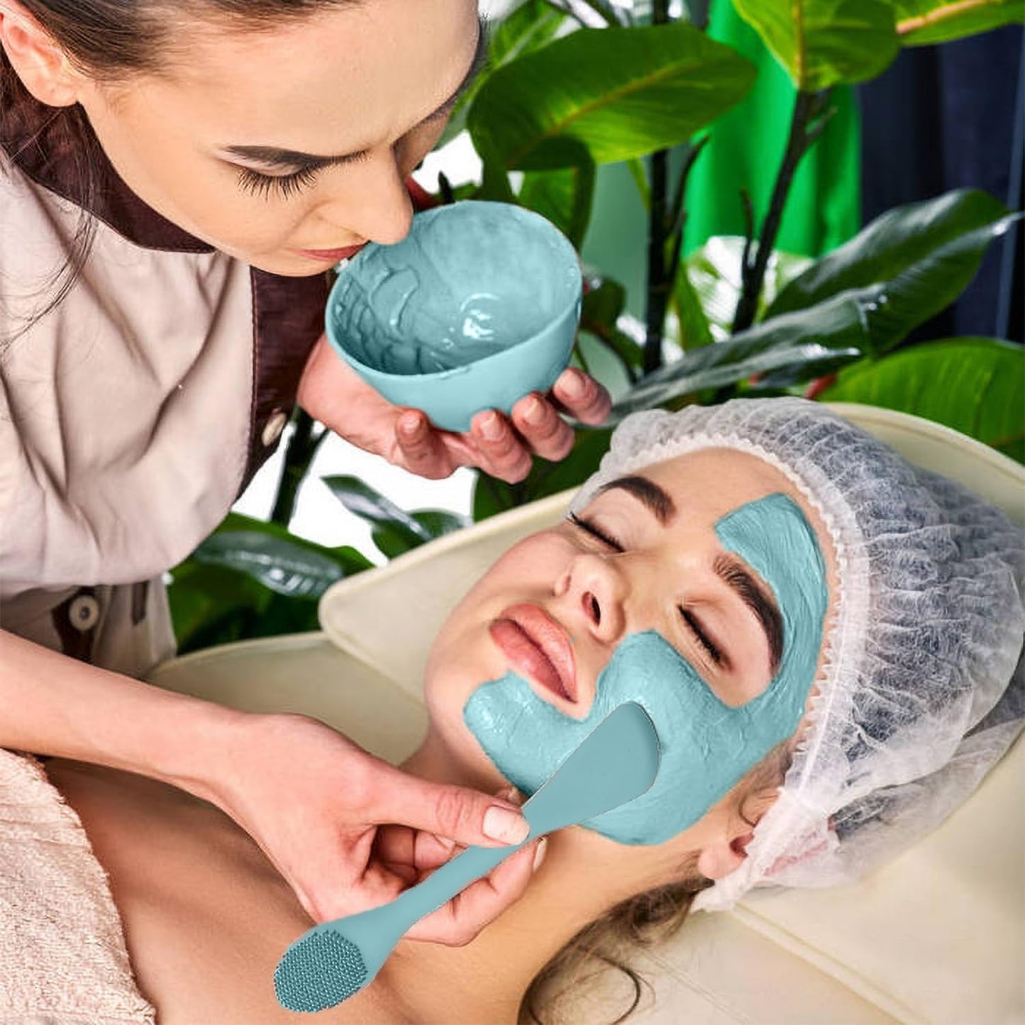 Facial Cleansing Brush, 2 in 1 Silicone Face Mask Brush & Face Scrubber, For Exfoliating, Massaging, Remove Blackheads, Makeup Skincare Removal, Applicator for Mud, Clay, Body Lotion, DIY Mask