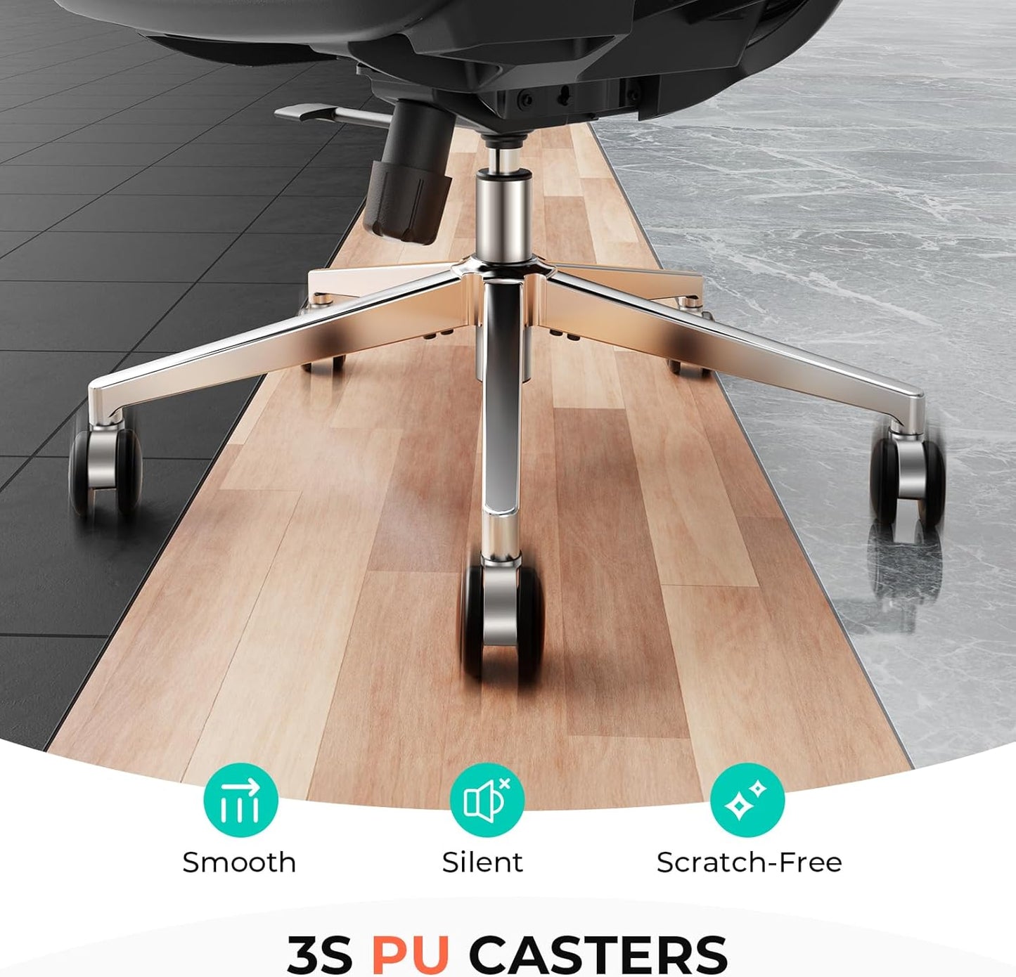 CAPOT Ergonomic Mesh Office Chair, Adjustable Lumbar High Back Desk Chair 400lbs, 4D Flip-up Arms, 3-Level Tilt Backrest, 3D Headrest, PU Wheels, Swivel Rolling Computer Chair for Long Desk Work