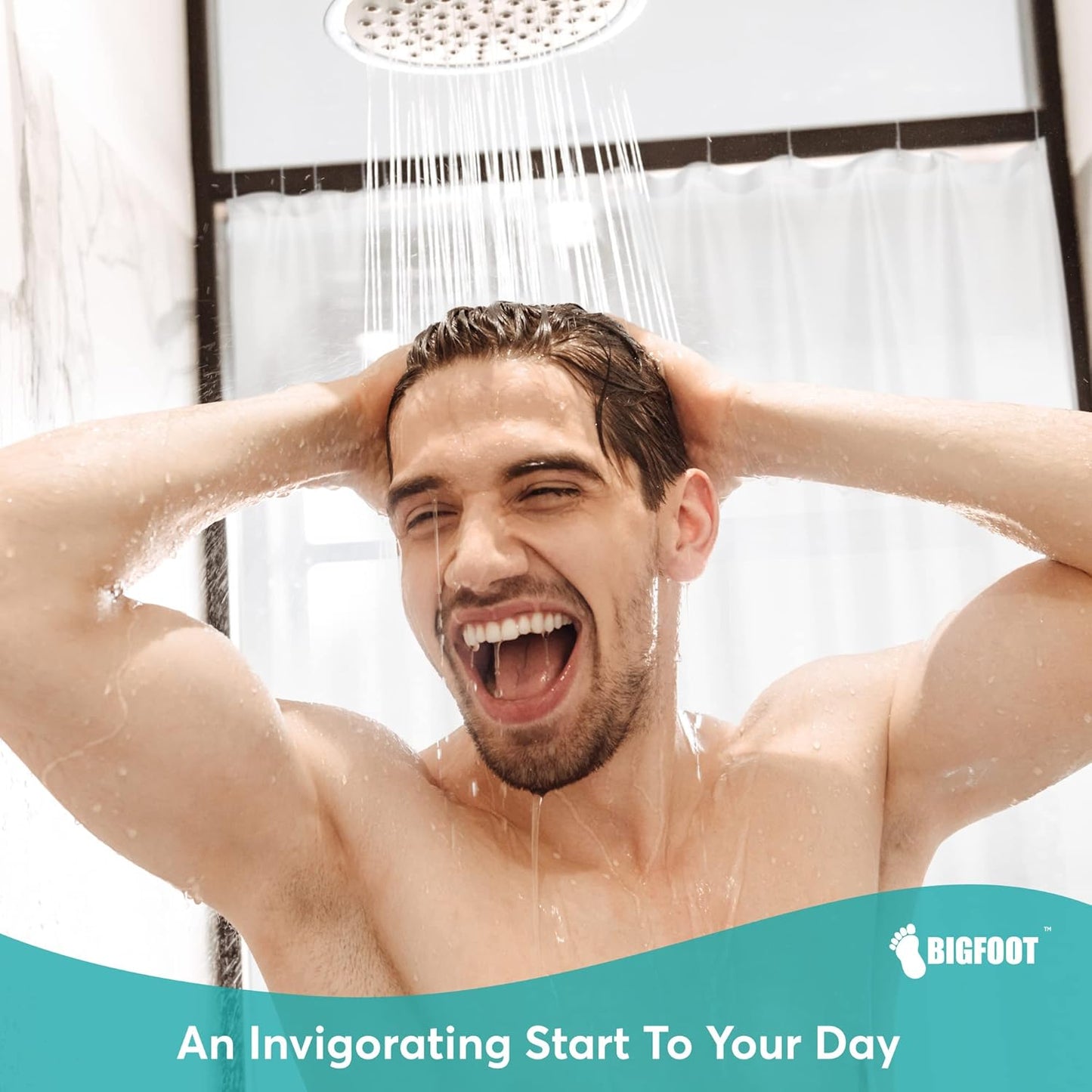 BigFoot Clear Shower Curtain Liner - 72x72 Odorless Plastic with Magnets, Washable Long Bathroom Curtain - Premium PEVA Waterproof Bath Shower Liner, Rust-Proof Bathroom Essentials