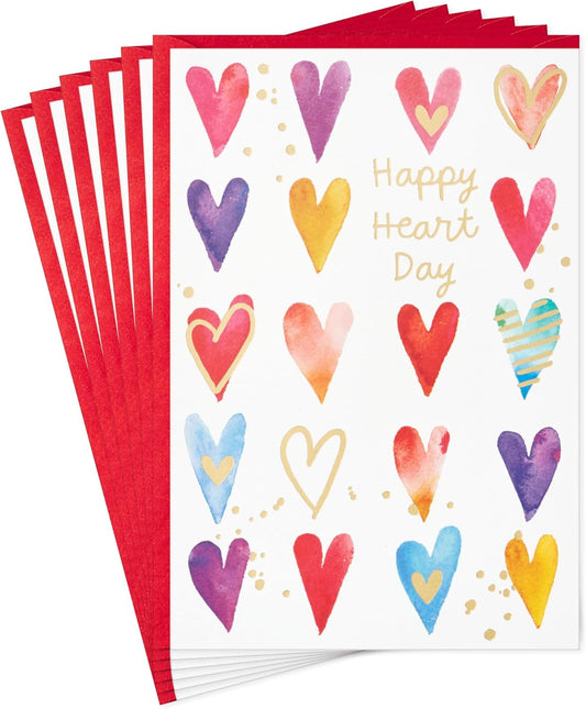 Hallmark Valentines Day Cards, Happy Heart Day (Pack of 6 Cards with Envelopes)