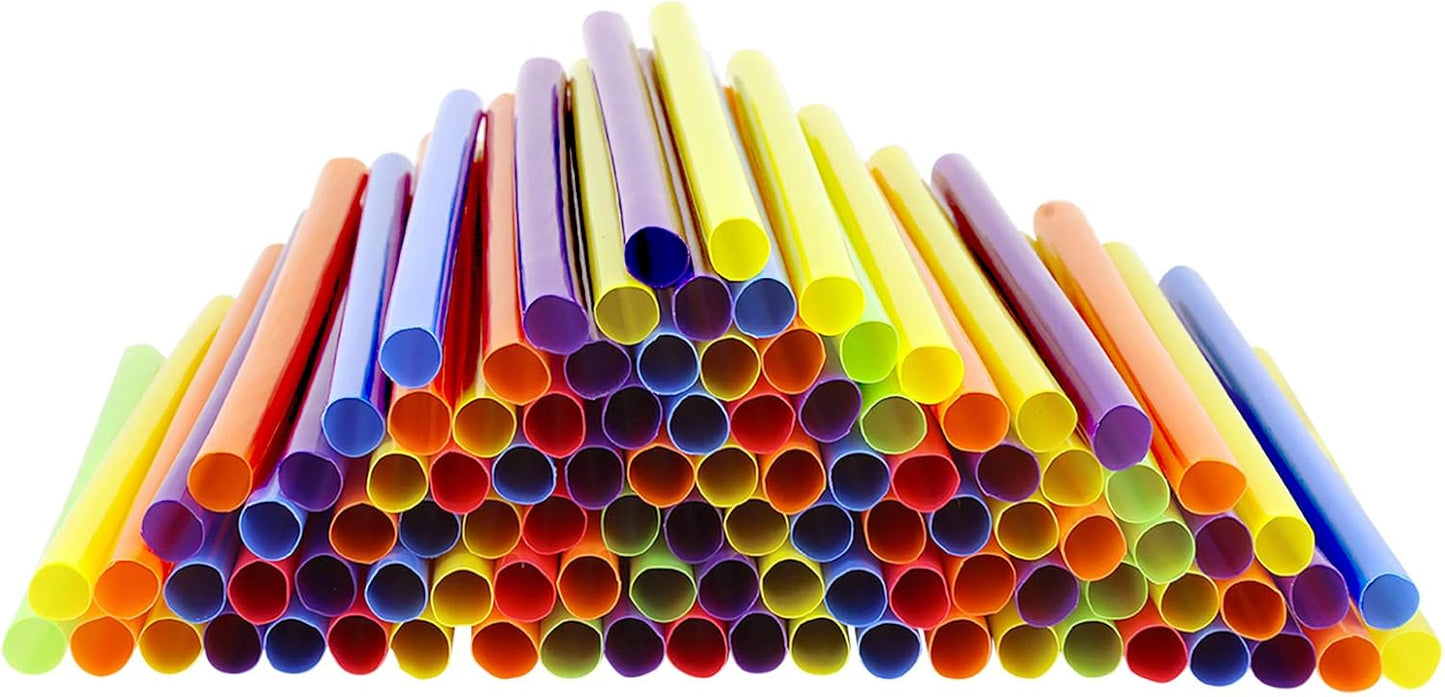 Comfy Package, [100 Count] Jumbo Plastic Smoothie Straws - 8.5" High - Assorted Colors
