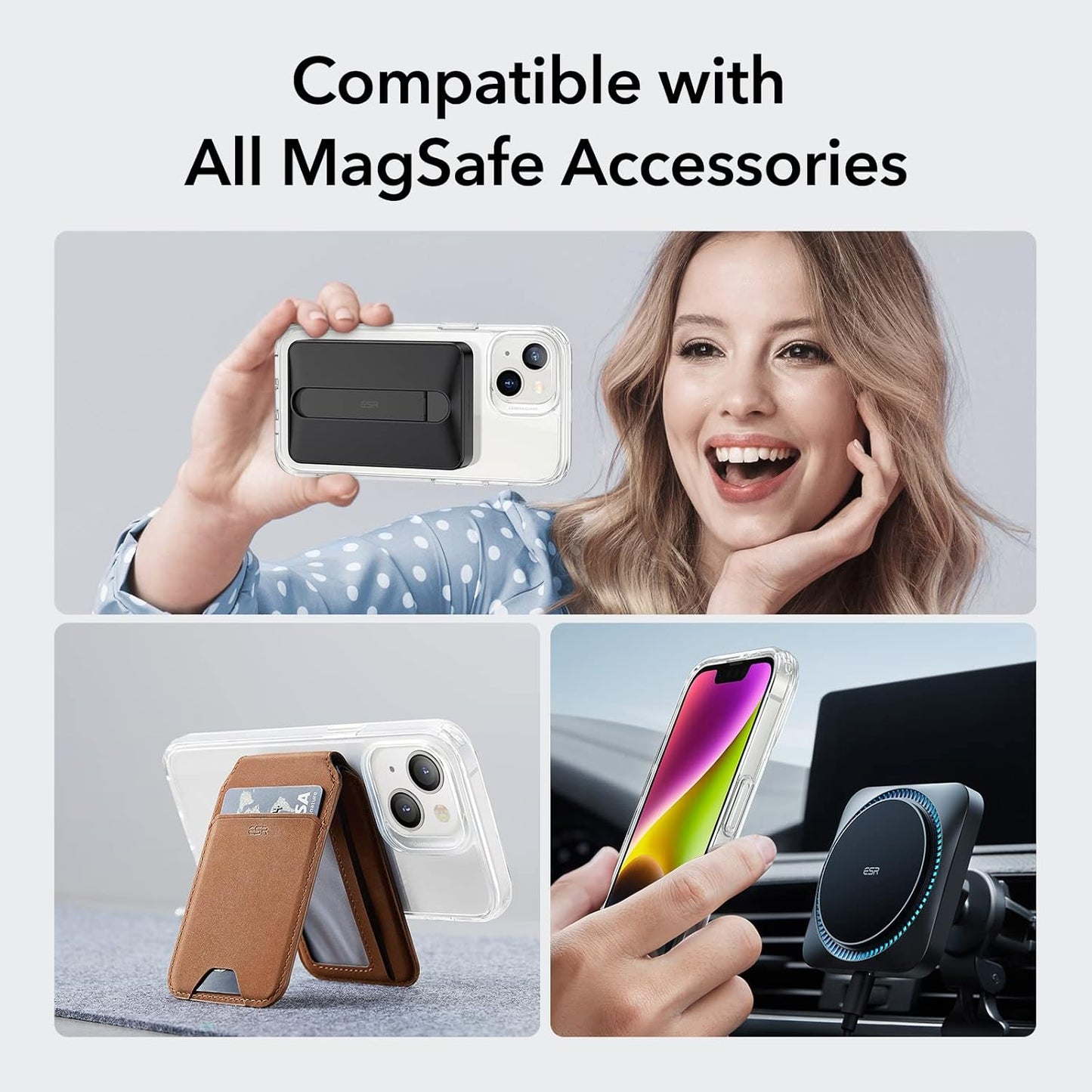 ESR Case for iPhone 14/iPhone 13, Compatible with MagSafe, Classic Hybrid Magnetic Mobile Phone Case iPhone 14/13 Case, Military Standard, Drop Protection, Scratch-Resistant Back, Clear