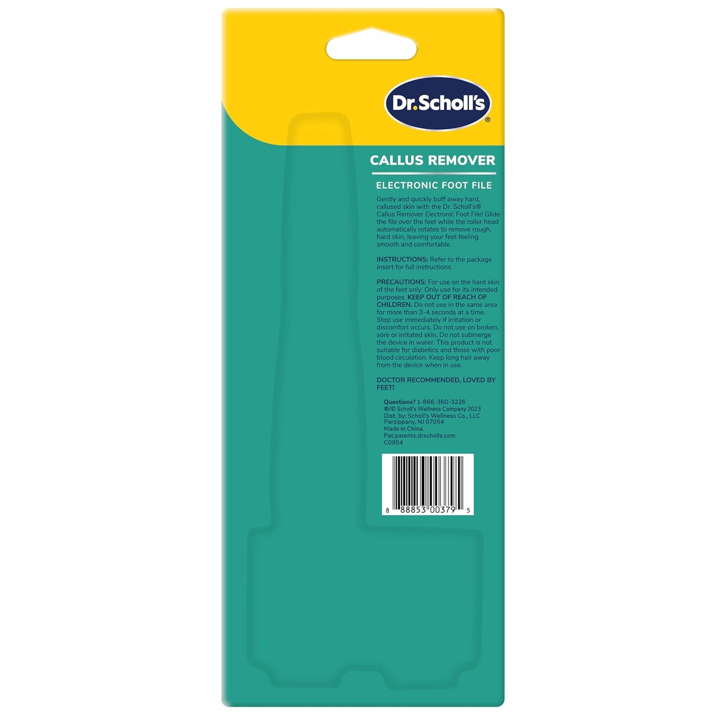 Dr. Scholl's Callus Remover Electronic Foot File, Electric Hard Skin Removal for Feet, Effortless Soft Smooth Skin in Minutes, Perfect for Travel, for Women & Men, AAA Batteries Included