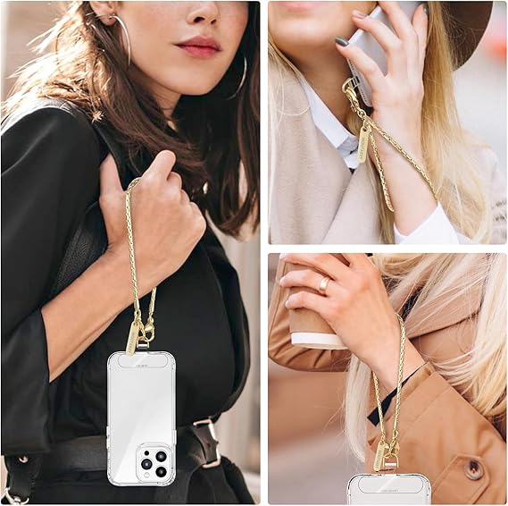 Cell Phone Lanyard Crossbody Phone Chain with Metal Detachable Phone Wrist Strap Cute iPhone Chain For Women