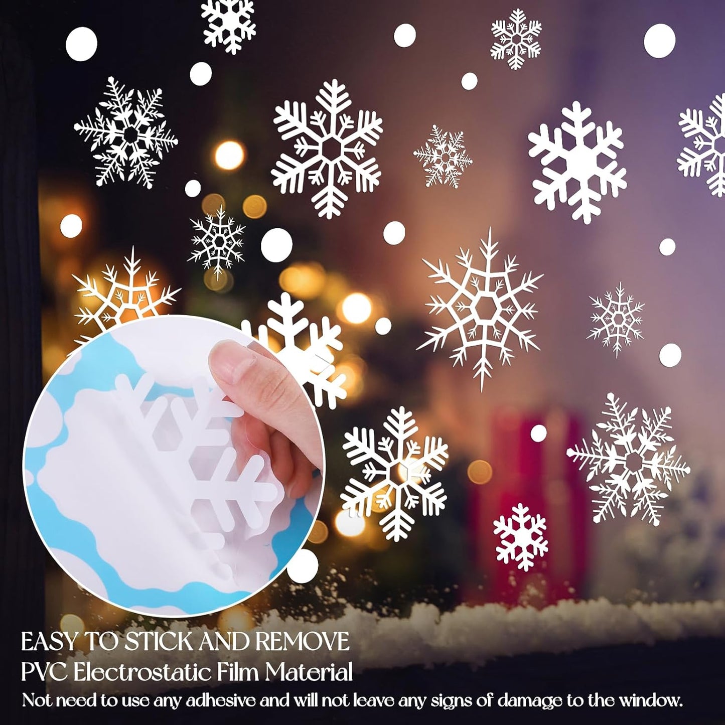 360Pcs Snowflake Christmas Window Clings, Static Christmas Window Stickers Creative White Decorations Winter Xmas Decals Party Supplies(8-Sheet)