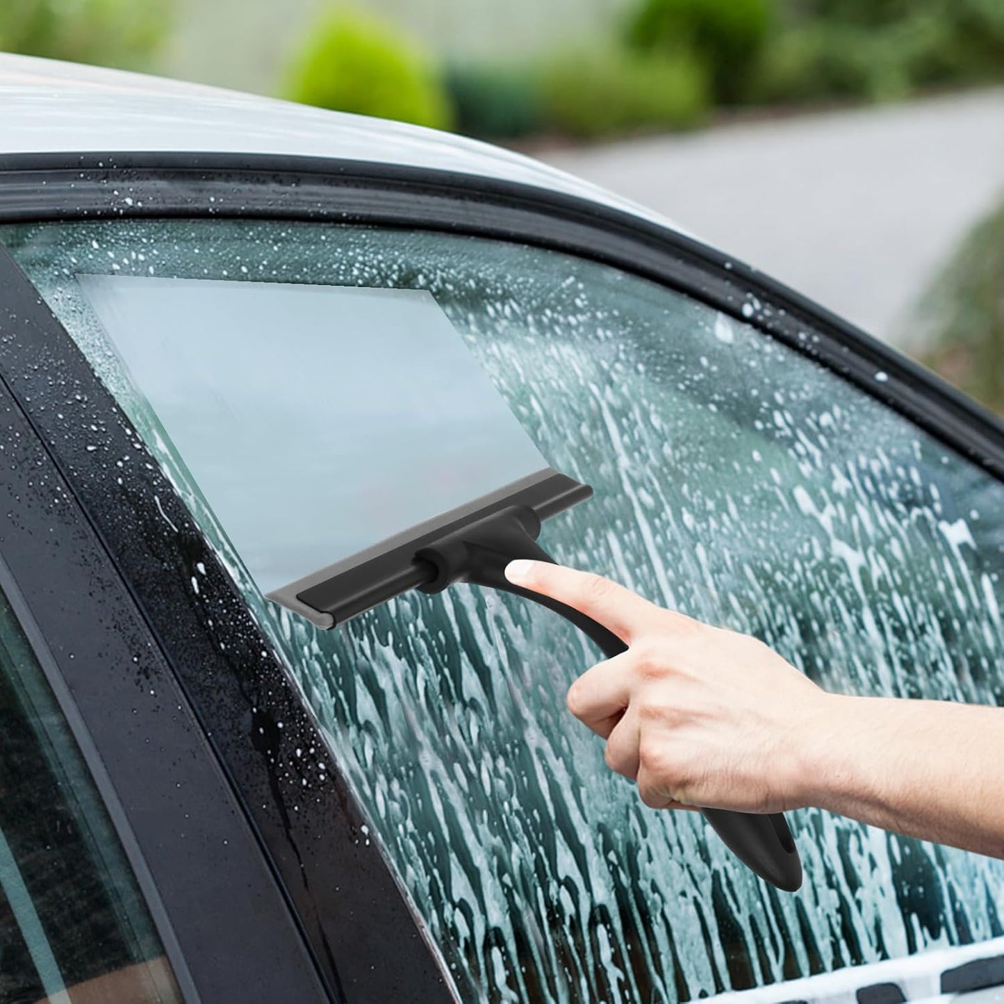 SetSail Squeegee for Shower Glass Door Stainless Steel Shower Squeegee for Glass Doors All-Purpose Window Squeegee for Tile Shower Walls, Sink, Mirror, Bathroom, Car Window Cleaning 10 Inches