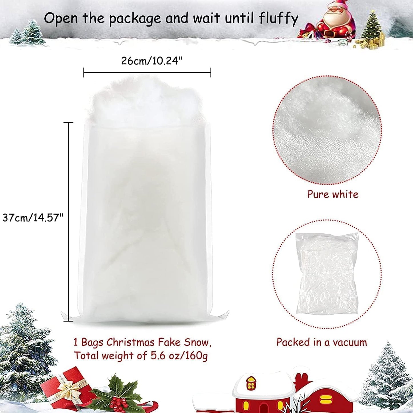 Christmas Fake Snow Decor, Fiber Artificial Snow Cotton Snow Fluffy Indoor Decoration, Flame Resistant Snow Blankets for Winter Mantle Village, Nativity, Christmas Decoration
