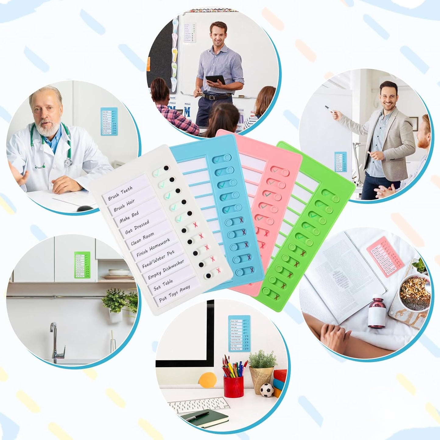 Aleric 4 Pieces Chores Chart for Kids Chore Chart, Sliding Routine Chart to Do List, My Chores RV Checklist Task Planning Board for Kids and Adults, ADHD Tools Routine Visual Schedule Reminder