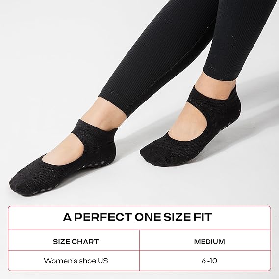 CoolMate Pilates Socks with Grips for Women, Yoga Socks, Crew Non Slip Women for Workout, Barre, Pilates Gifts
