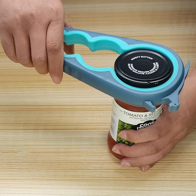 Otstar Jar Opener Bottle Opener and Can Opener for Seniors, Mutil Jar Opener Get Lids Off Easily (Blue and Grey)