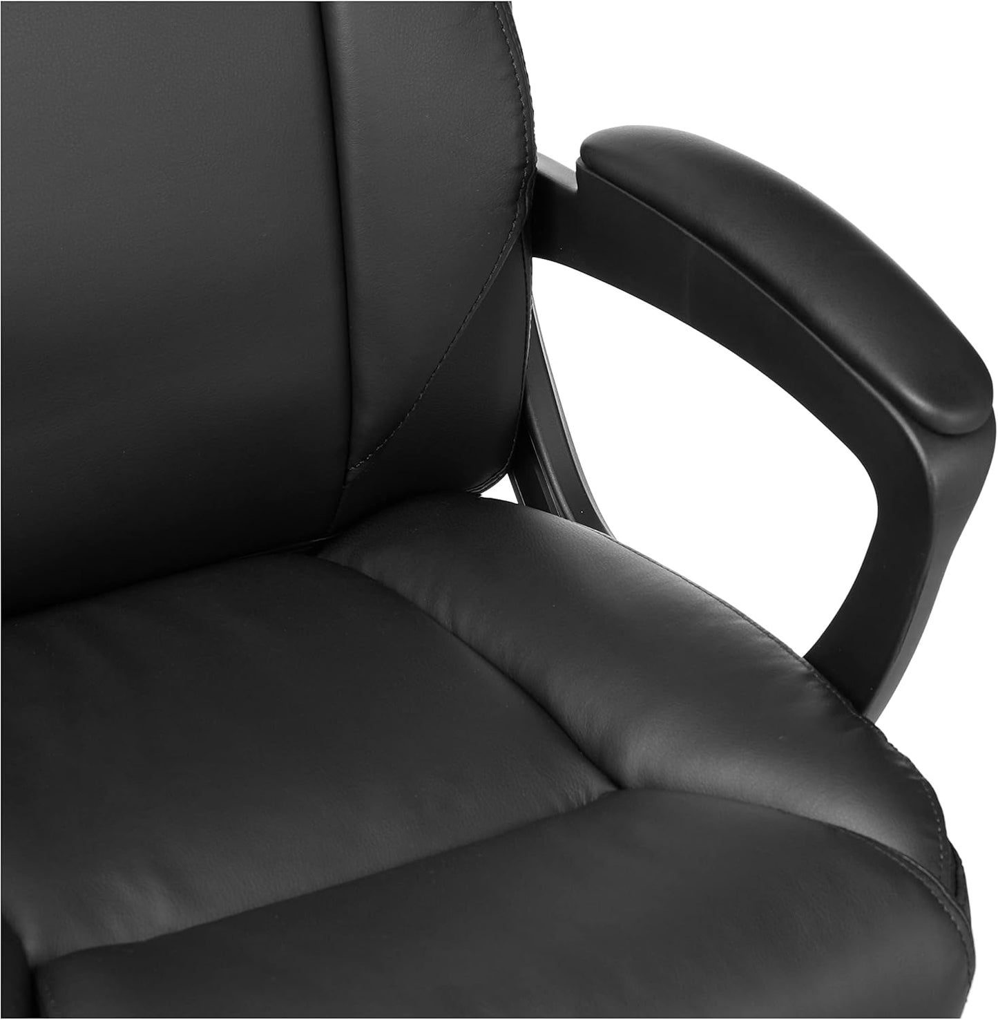 Puresoft PU Padded Mid-Back Height Adjustable Office Computer Desk Chair with Armrest, 26"D x 23.75"W x 42"H, Black