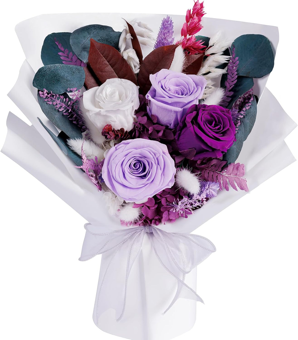 Preserved Flowers Gifts for Women, Flower for Delivery, Purple Roses Gifts fo Her, Preserved Roses Bouquets, Birthday Gifts for Grandma, Mothers Day Flowers for Wife