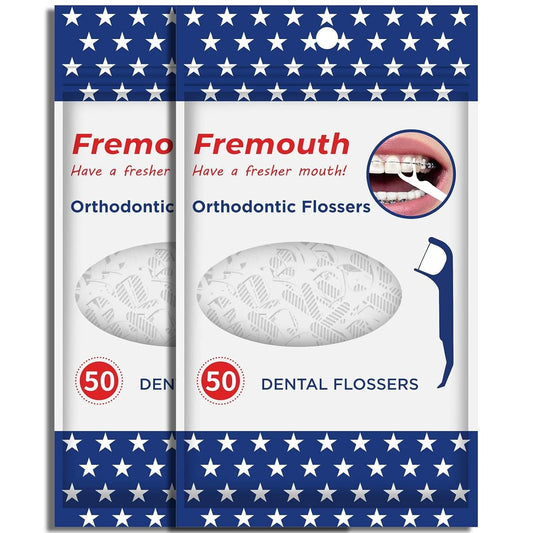 Upgraded Orthodontic Flossers for Braces - Ortho Dental Floss Picks, 50 Count (Pack of 2)
