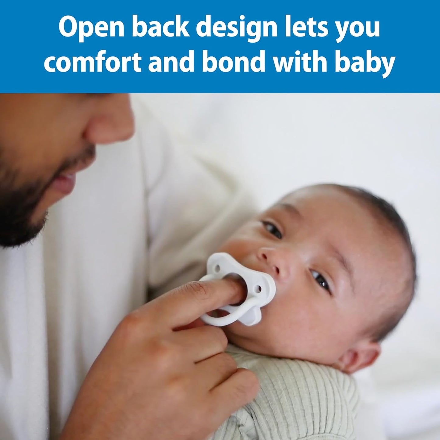 Dr. Brown's HappyPaci 100% Silicone Baby Pacifier, Contoured One-Piece Design, Light Pink/Pink/White, 0-6m, BPA-Free, 3-Pack