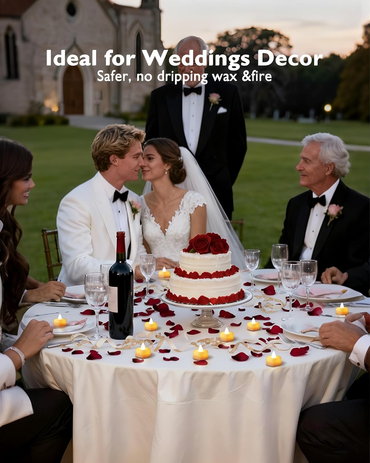 Amagic 1000 Pieces Artificial Rose Petals with 12 Heart LED Tea Lights Candles Kit, Rose Petals and Candles Set for Proposal, Anniversary, Valentine's Day, Special Romantic Night, Wedding Table Decor