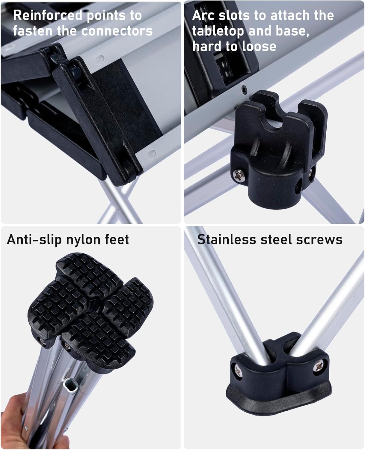 iClimb Ultralight Compact Camping Folding Table with Carry Bag (Black - S)