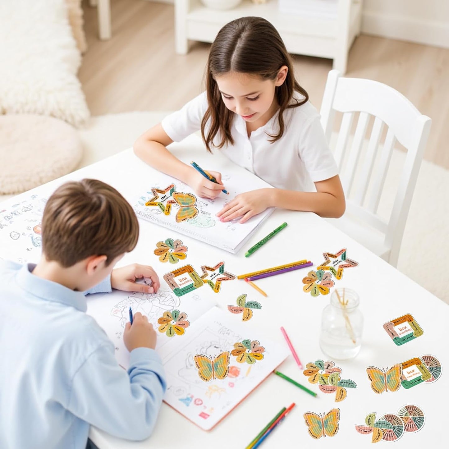 Calm Strips for Anxiety Sensory Stickers, 36Pcs 2 Textured for Mood Calming, Breathing Mindfulness Fidget Sticker for Kids, Anxiety Relief at Office & Classroom Desk